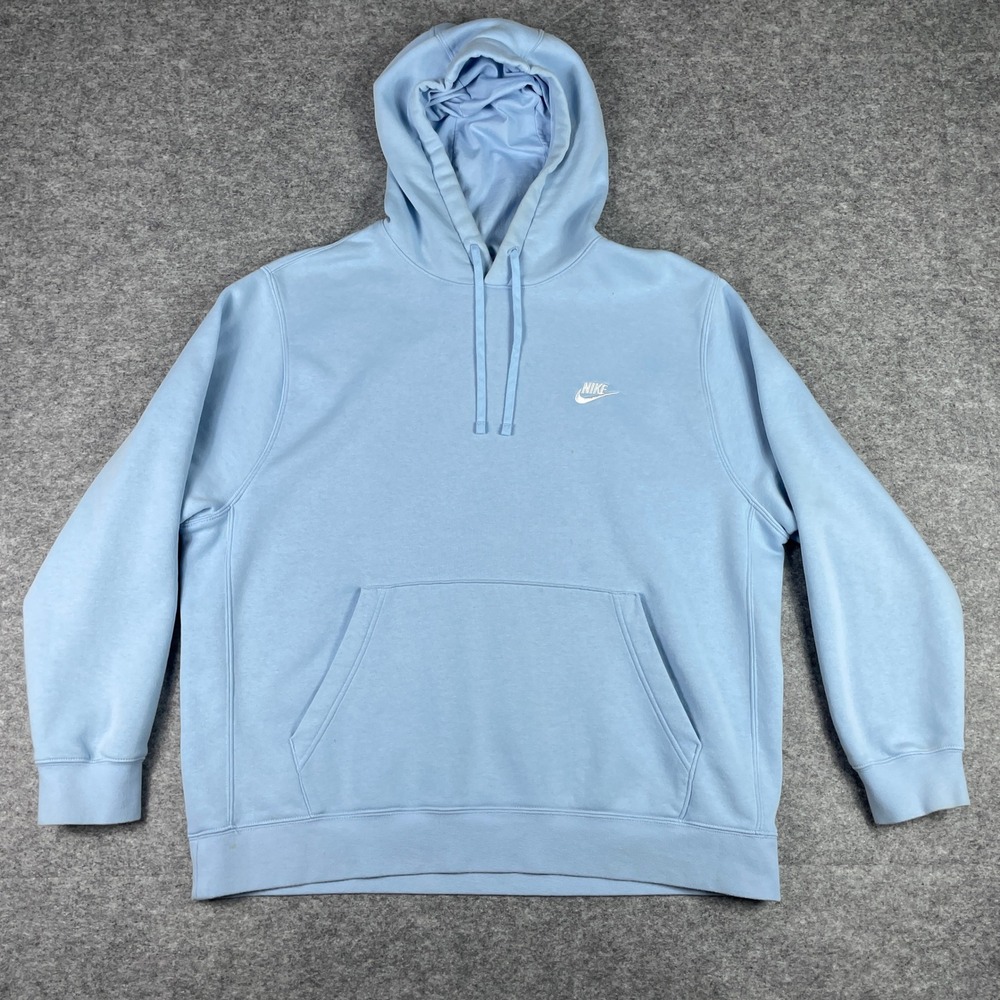 Nike Hoodie Mens XXL Light Blue Sportswear Club Fleece Pullover BV2654-436